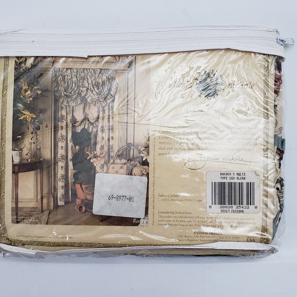 Louis Nichole Festoon Rococo Roses Floral 25W x 17L Valance Vintage 80s NEW 6158 - Picture 10 of 12